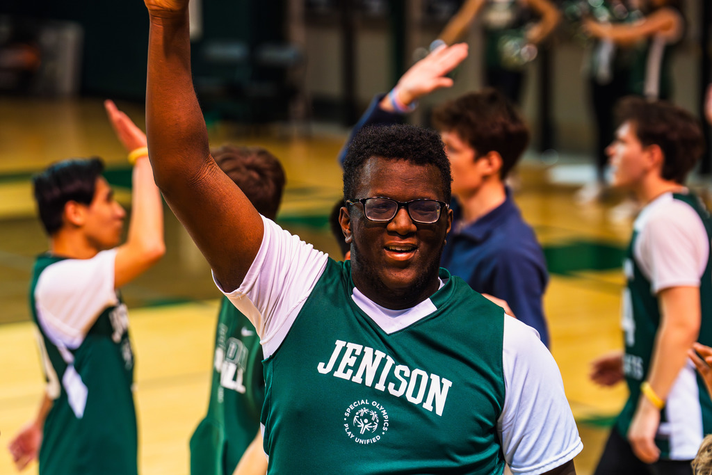 Unified basketball player celebrating