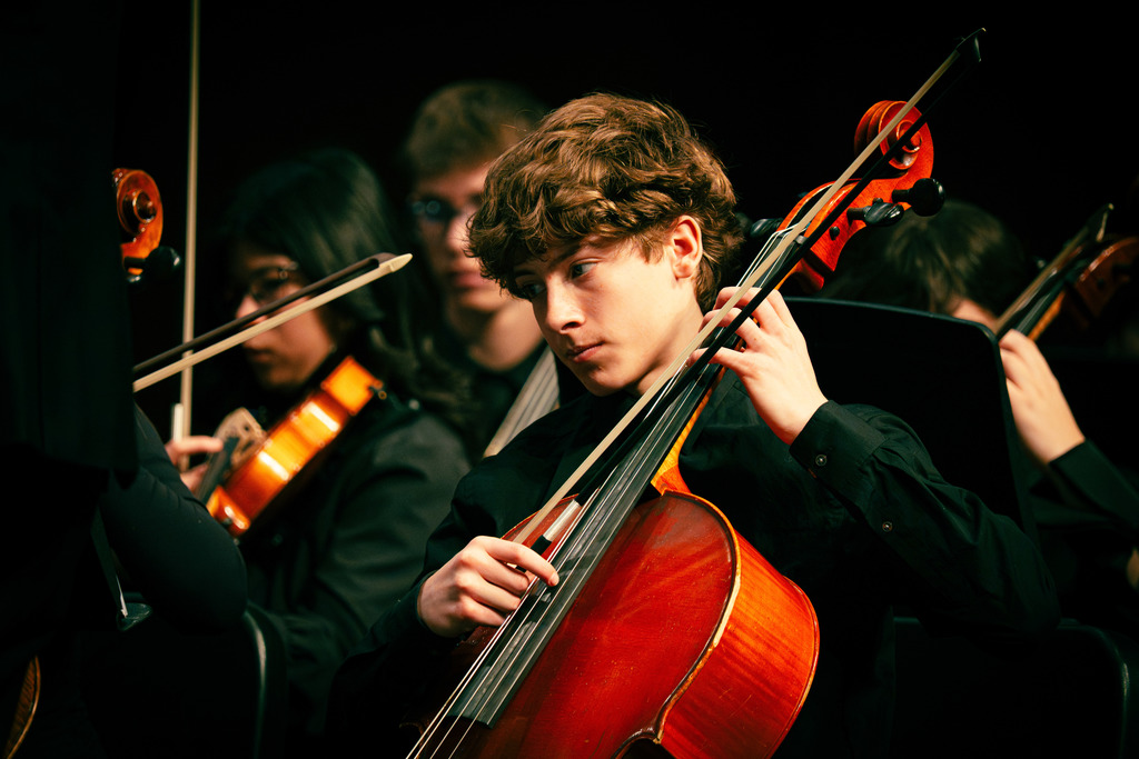 Orchestra student playing