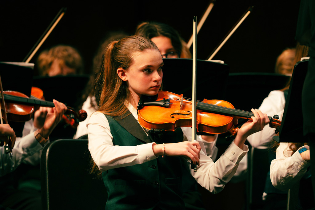 Orchestra students playing