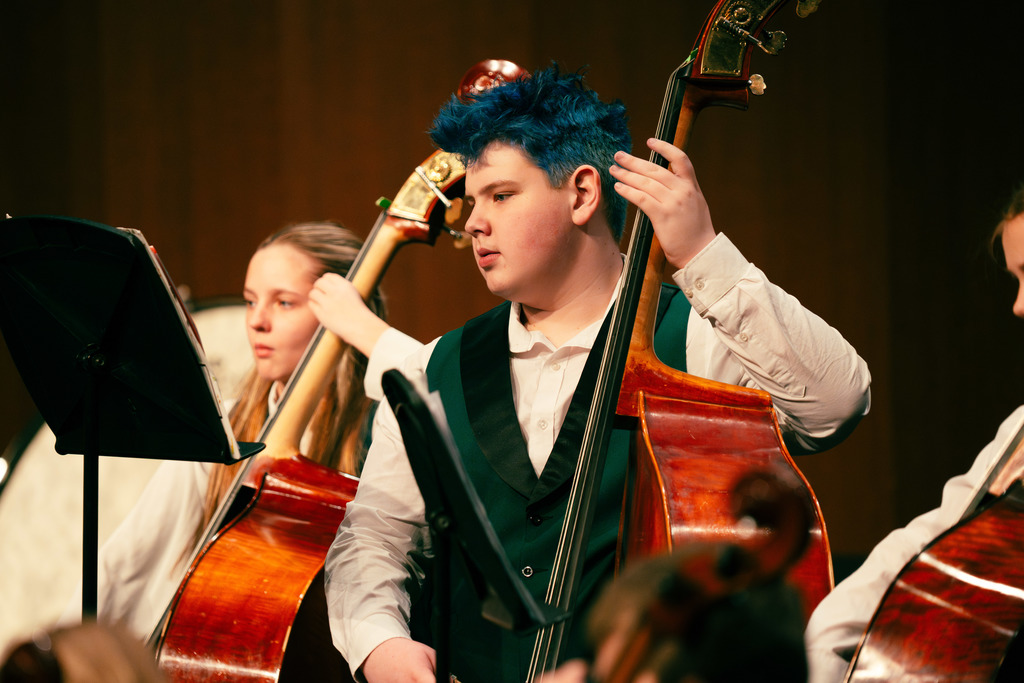 Orchestra students playing