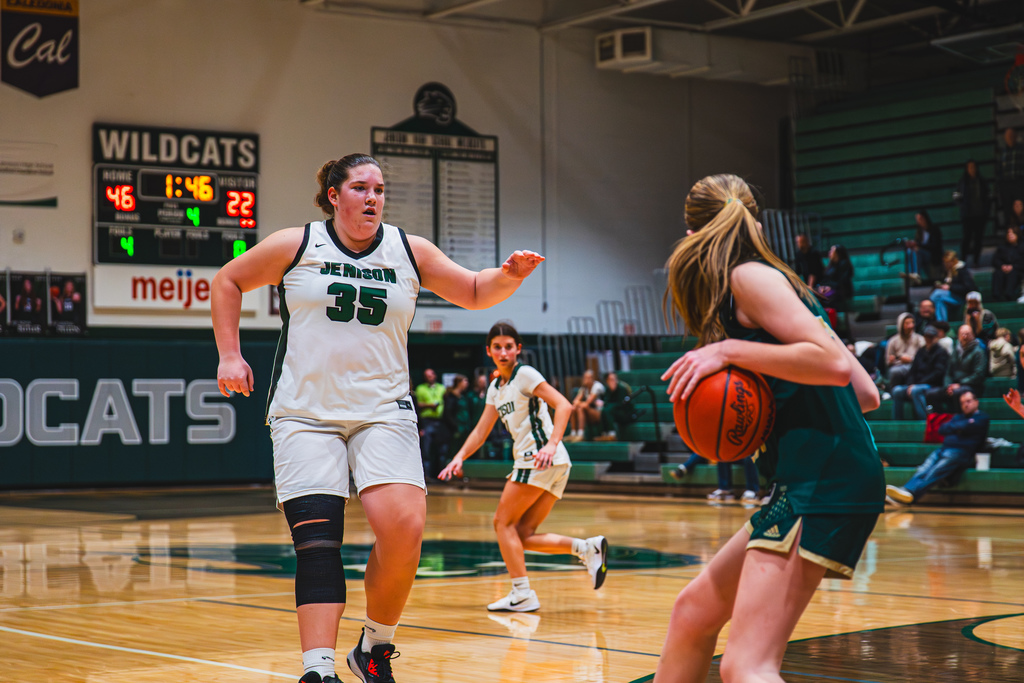Basketball team playing defense