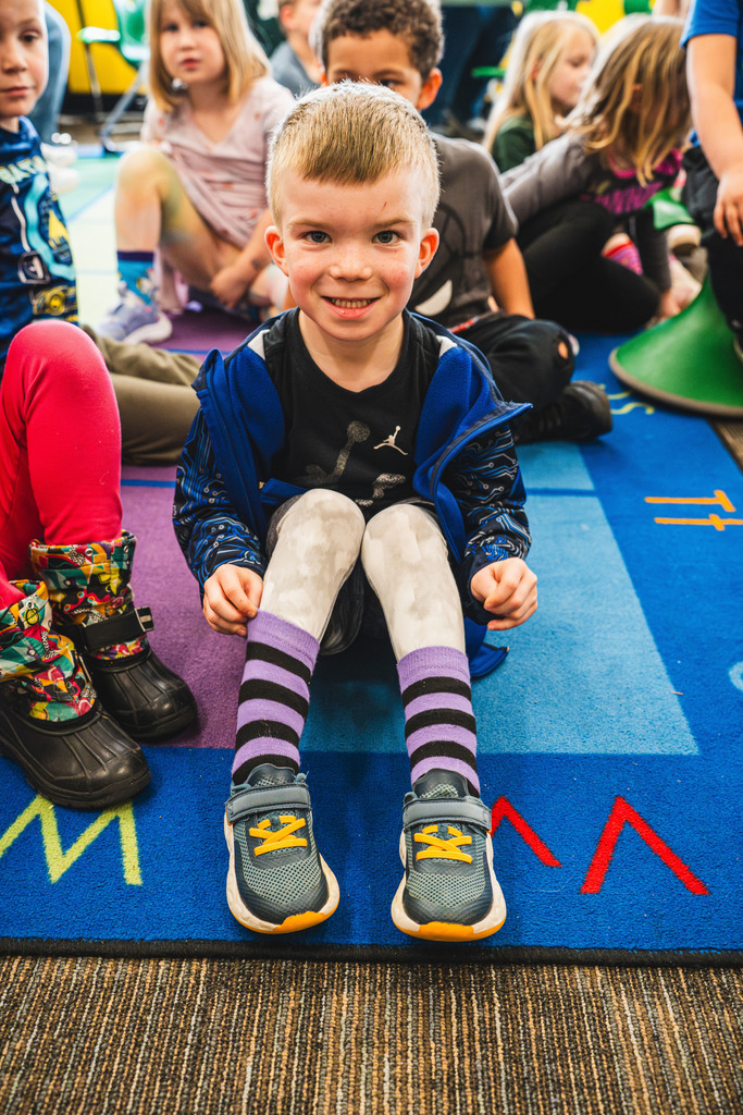 Student with crazy socks