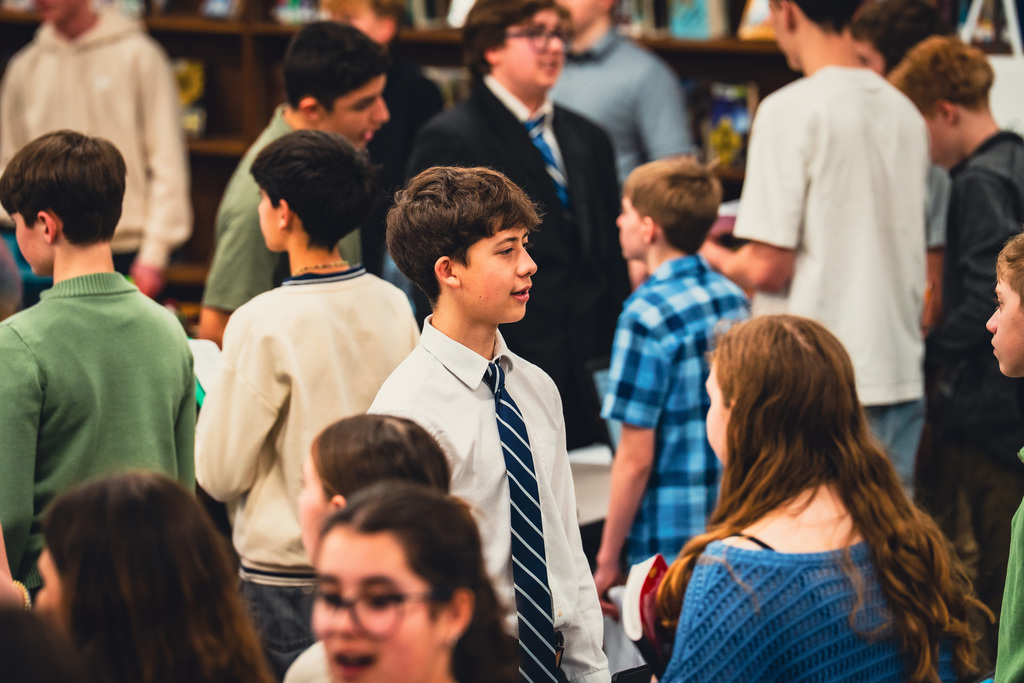 Student presents at career fair