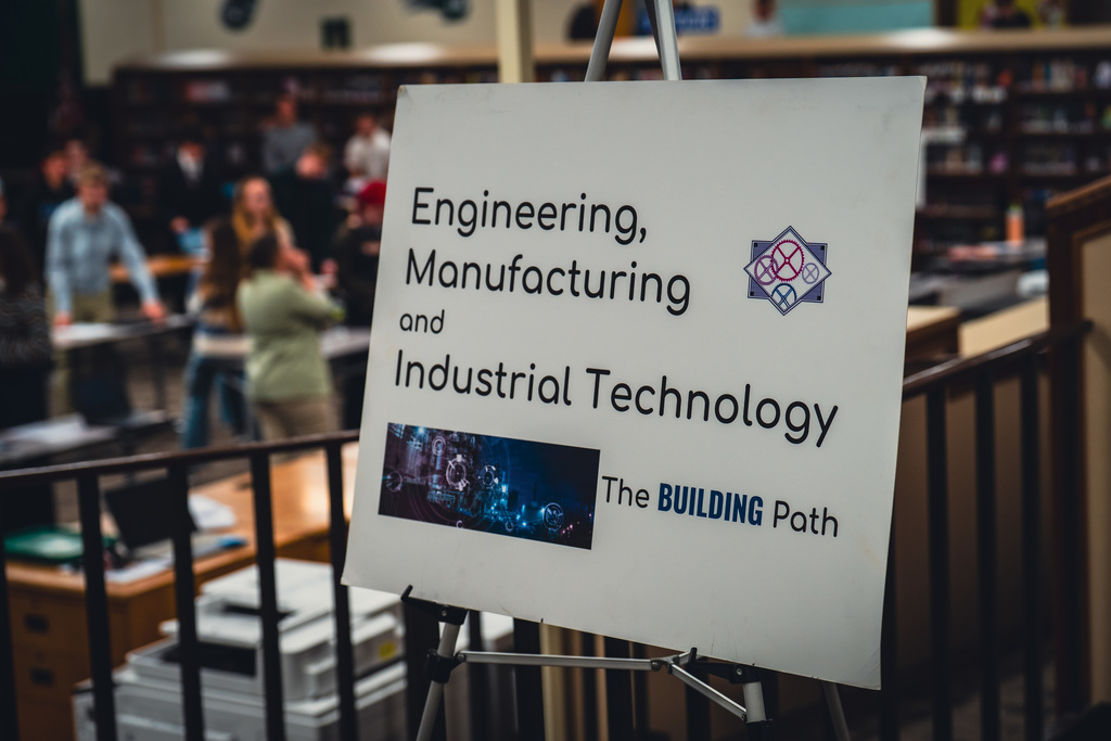 Sign at career fair advertising career paths