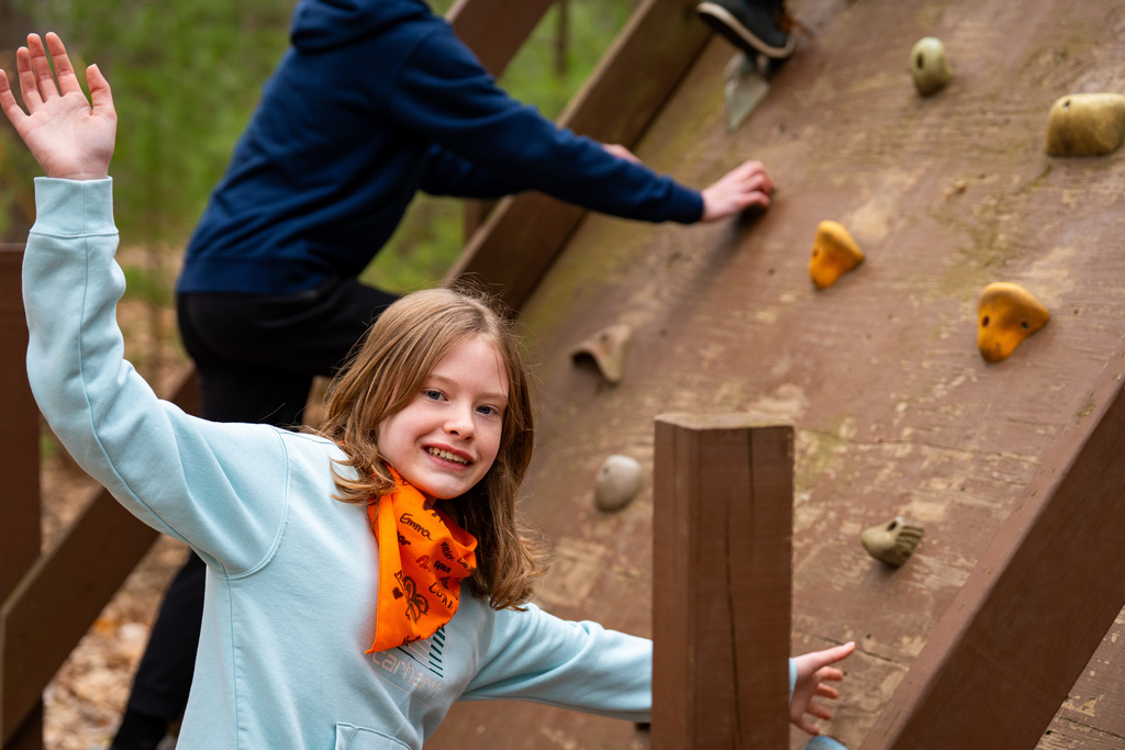 Student in obstacle course