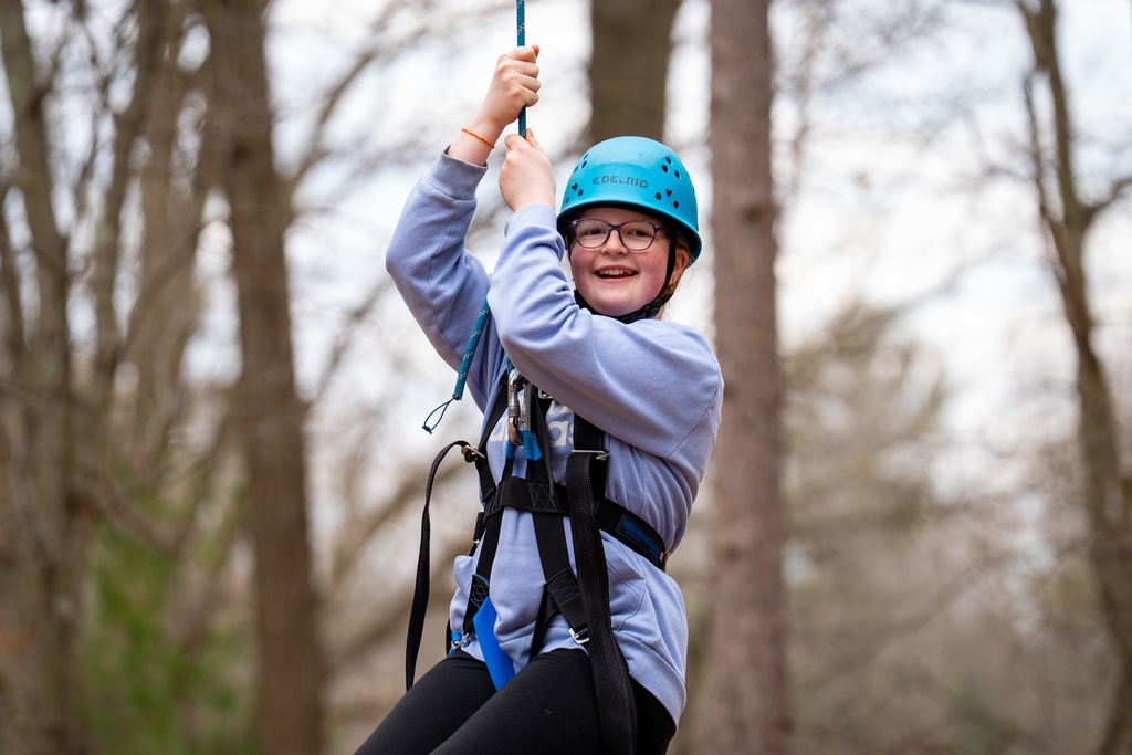 Students on ropes course