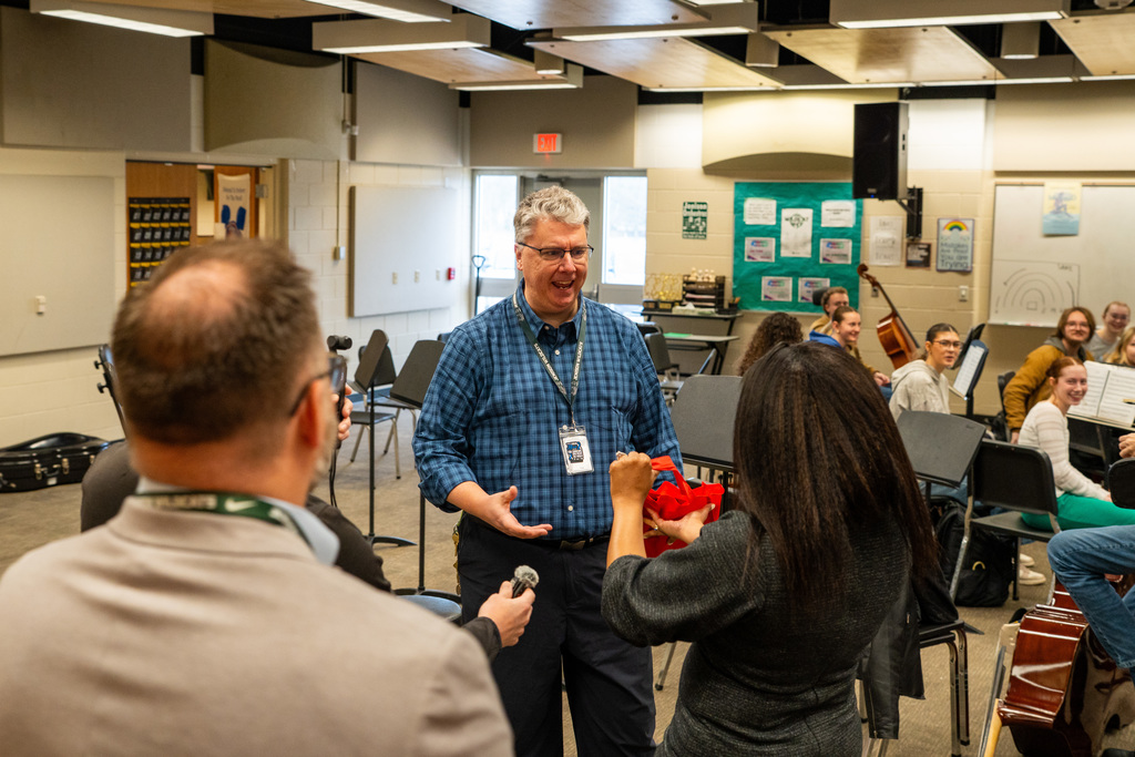 Dan Scott surprised by WZZM TV station