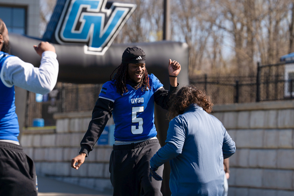 GVSU football player dancing