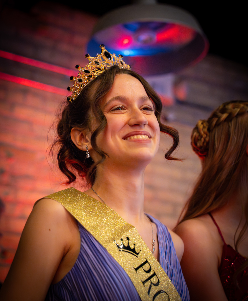 Prom queen smiling