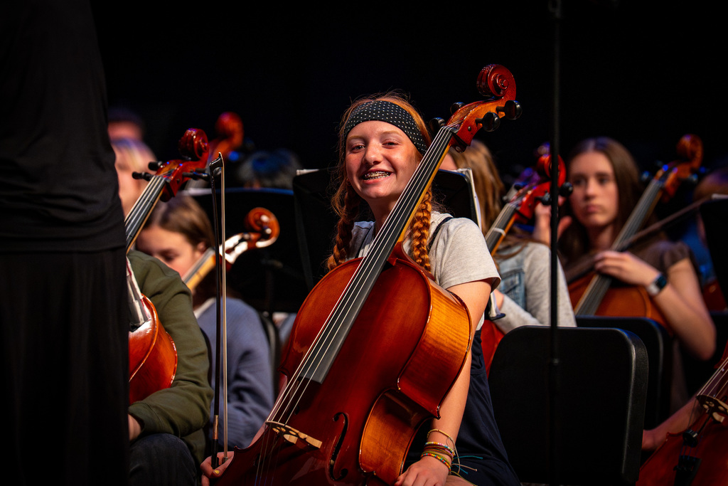 Orchestra student smiling