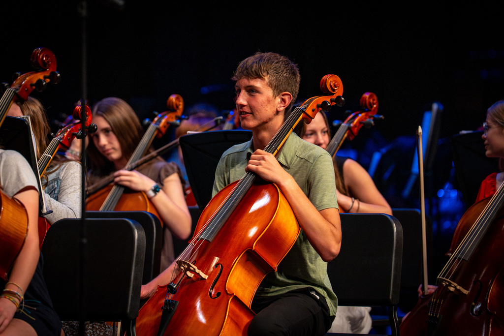 Orchestra student smiling