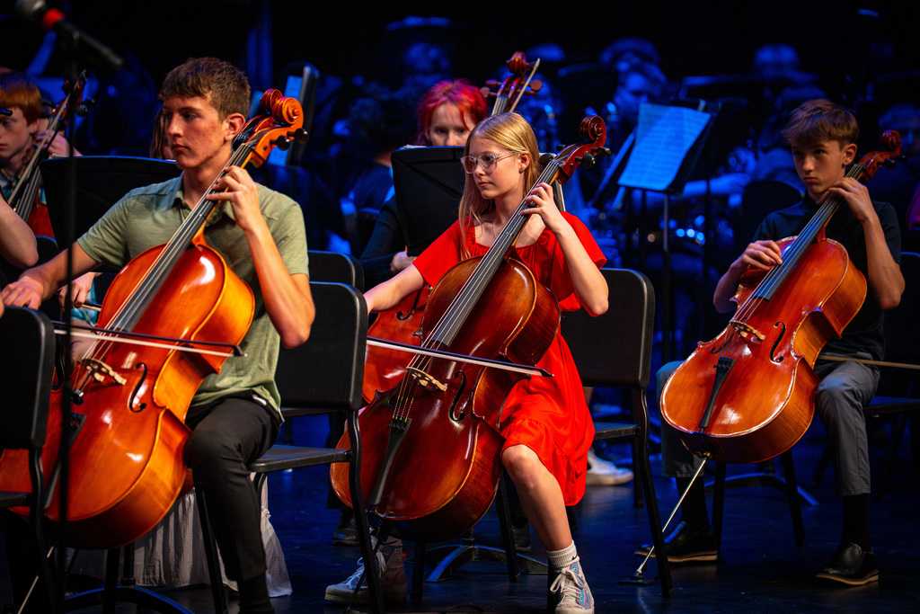 Orchestra students playing