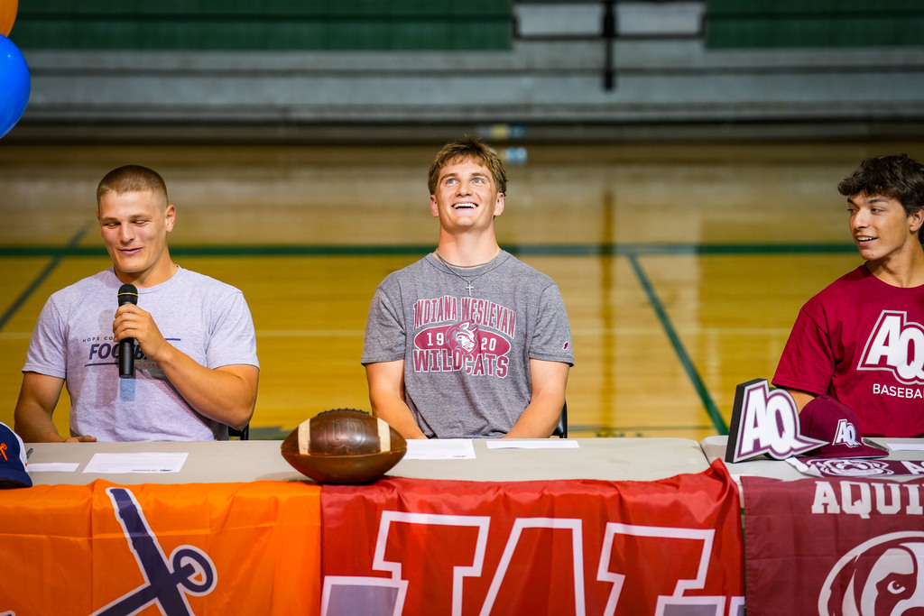 Football player laughing