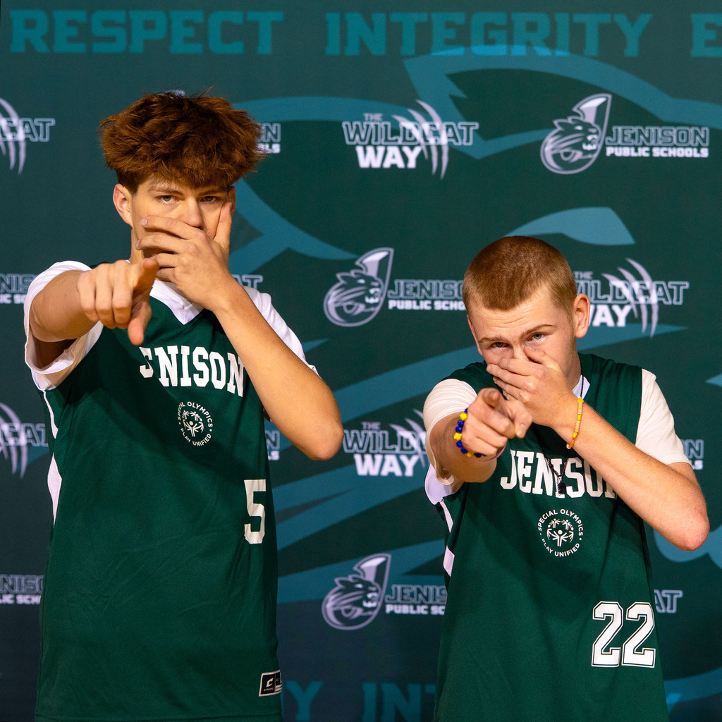 Dylan posing with Unified Sports teammate 