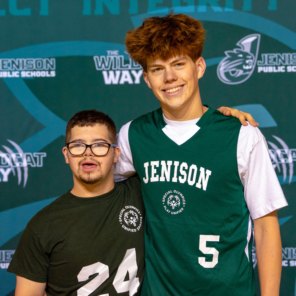 Dylan posing with Unified Sports teammate 