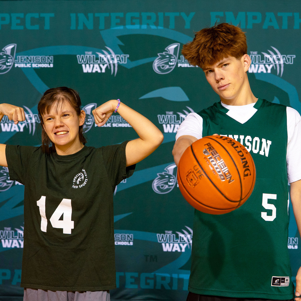 Dylan posing with Unified Sports teammate 