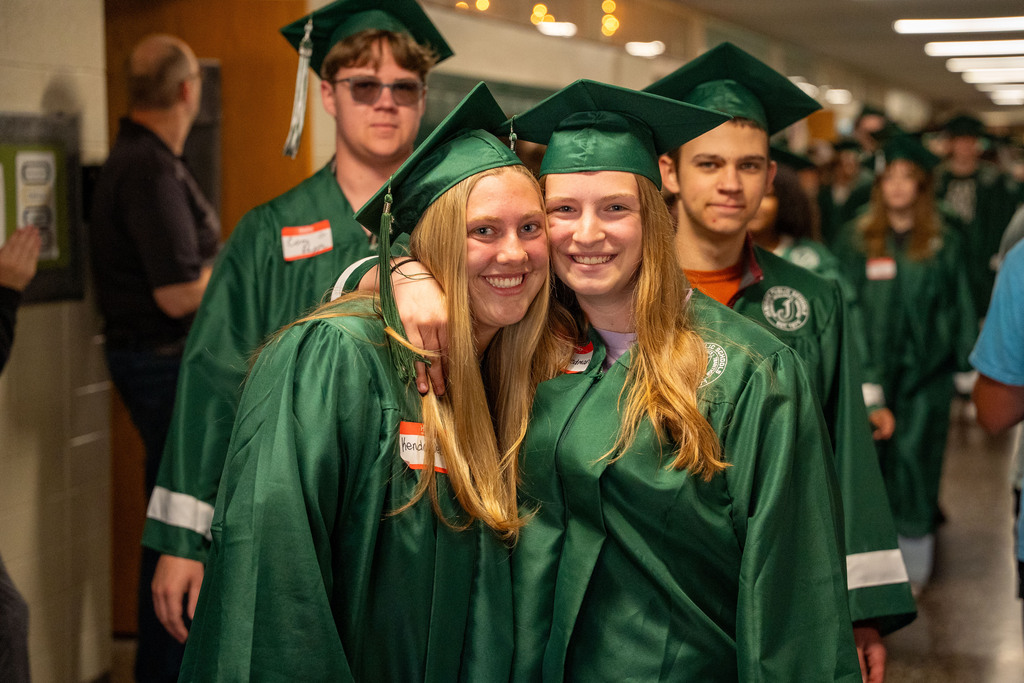Seniors walking through junior high