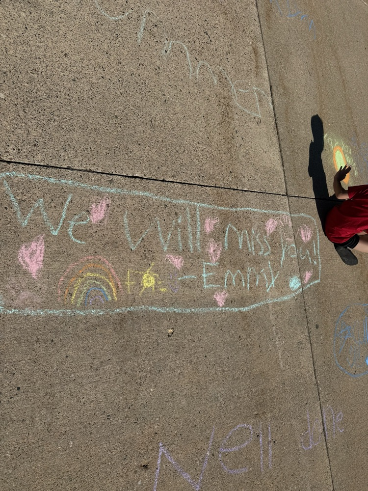 students drawing with chalk
