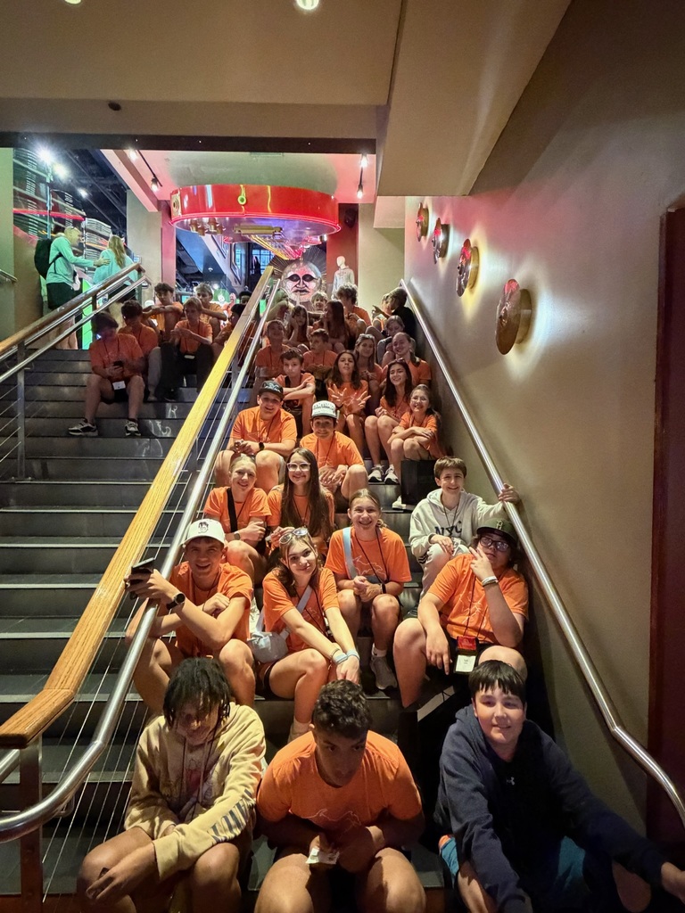 Jenison Junior High students posing on stairs