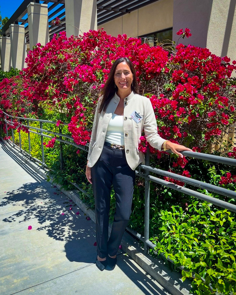 Jenny Riha posing in San Diego, California 