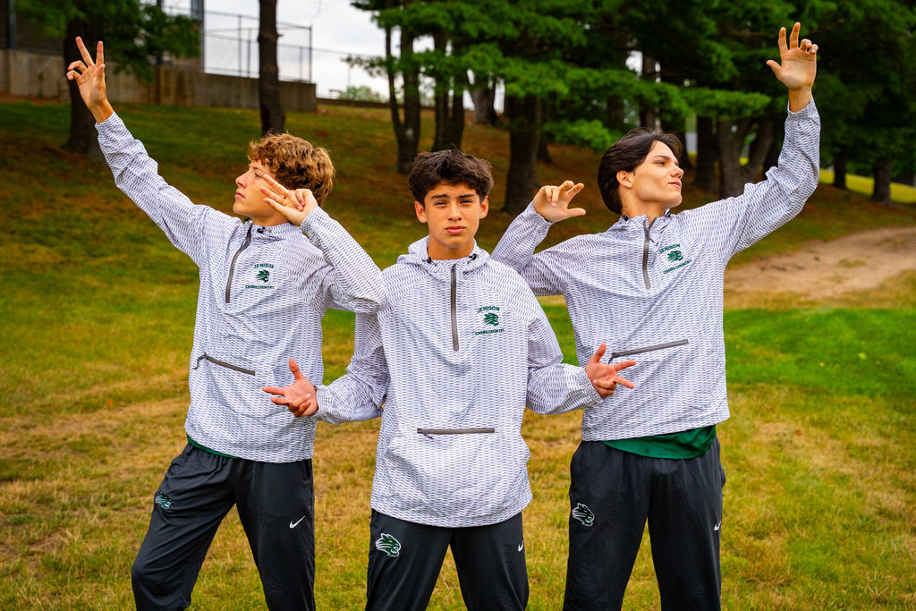 Boys cross country posing