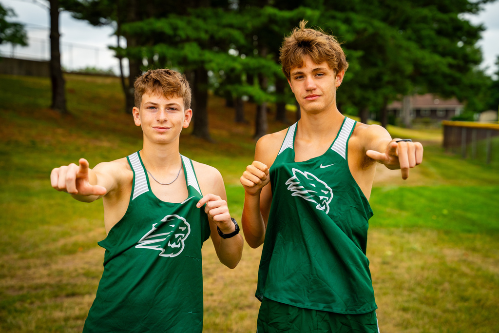 Boys cross country posing