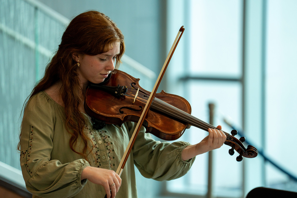 Orchestra student playing violin