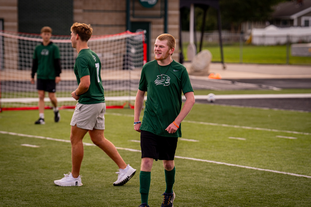 Student smiling after goal