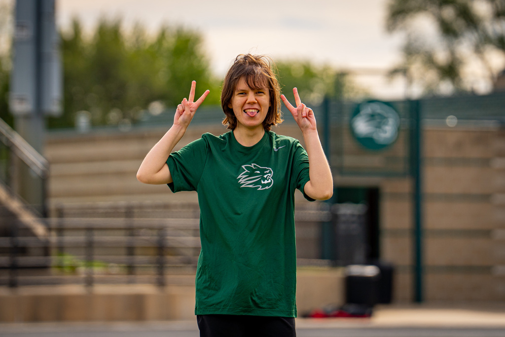 Student posing with a silly smile