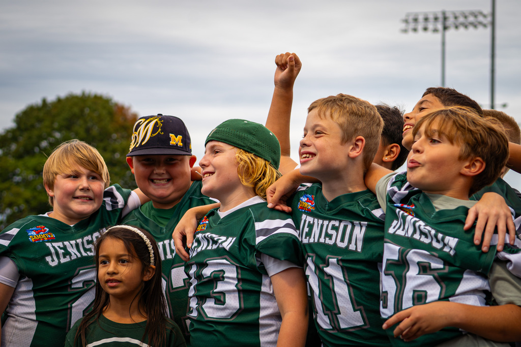 Young football players smiling