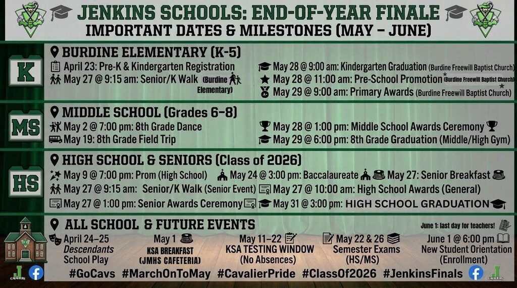 schedule for end of the year