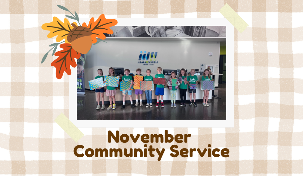 Students holding projects at Meals on Wheels