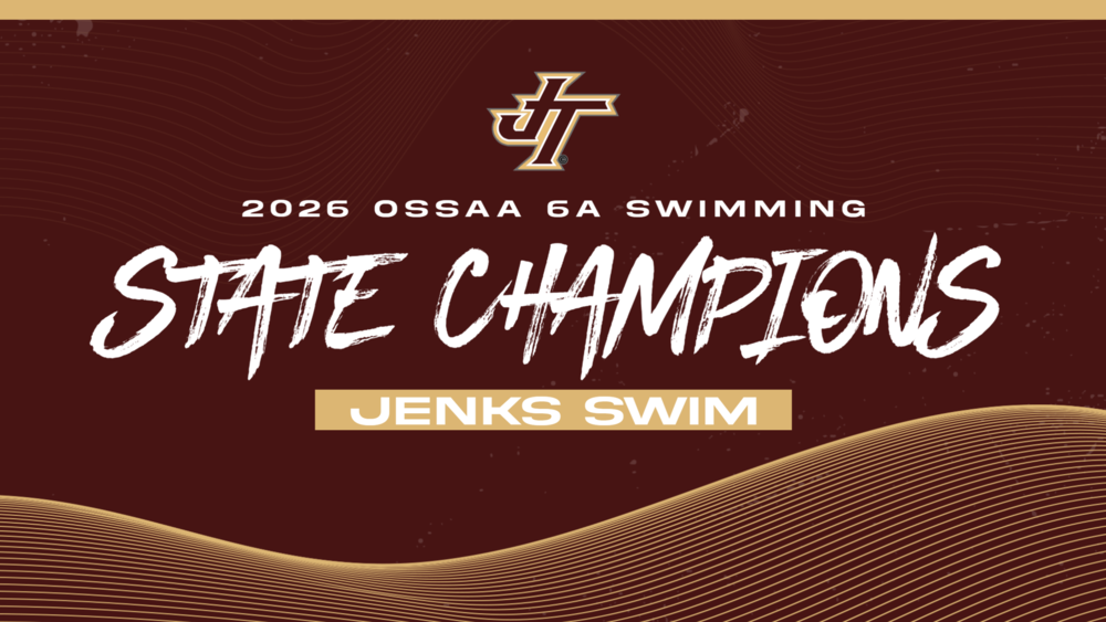 Graphic announcing that Jenks Swim are the 2026 OSSAA 6A State Champions (All text)