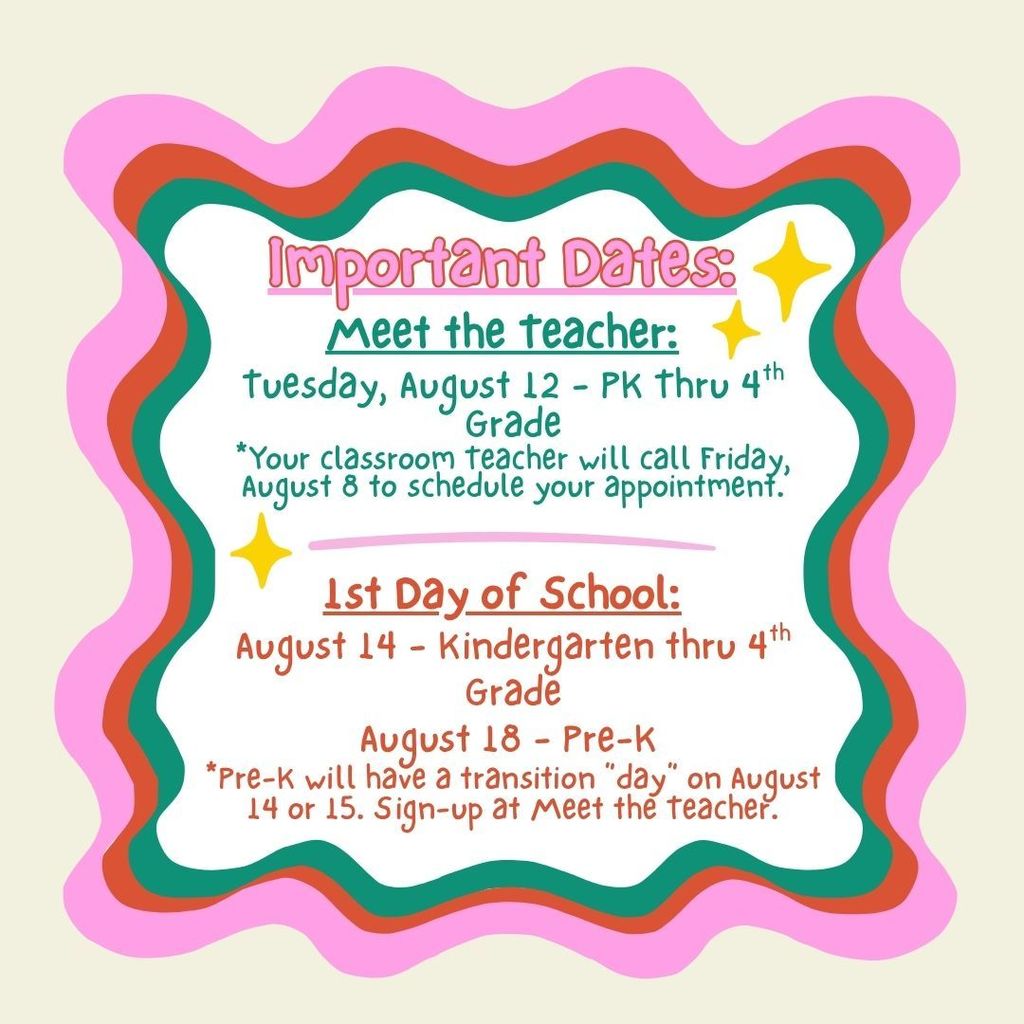Important Back to School Dates and first day of school info
