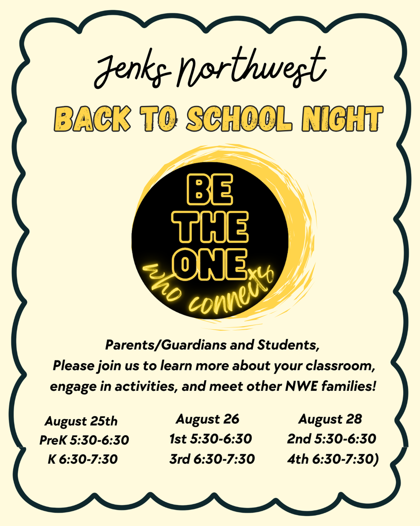 Jenks Northwest Back to School Night Schedule