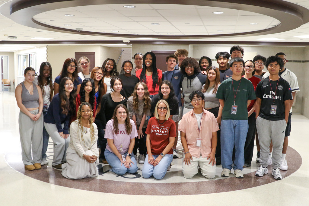 Jenks High School AVID class posing for group photo