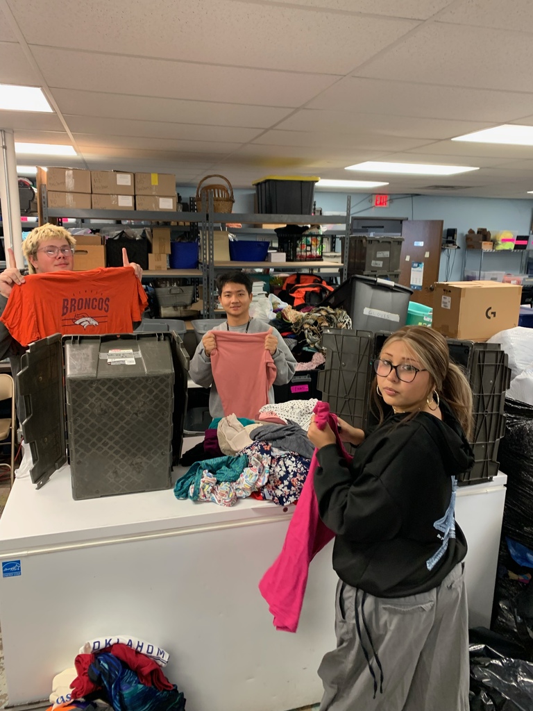 Students organizing clothes