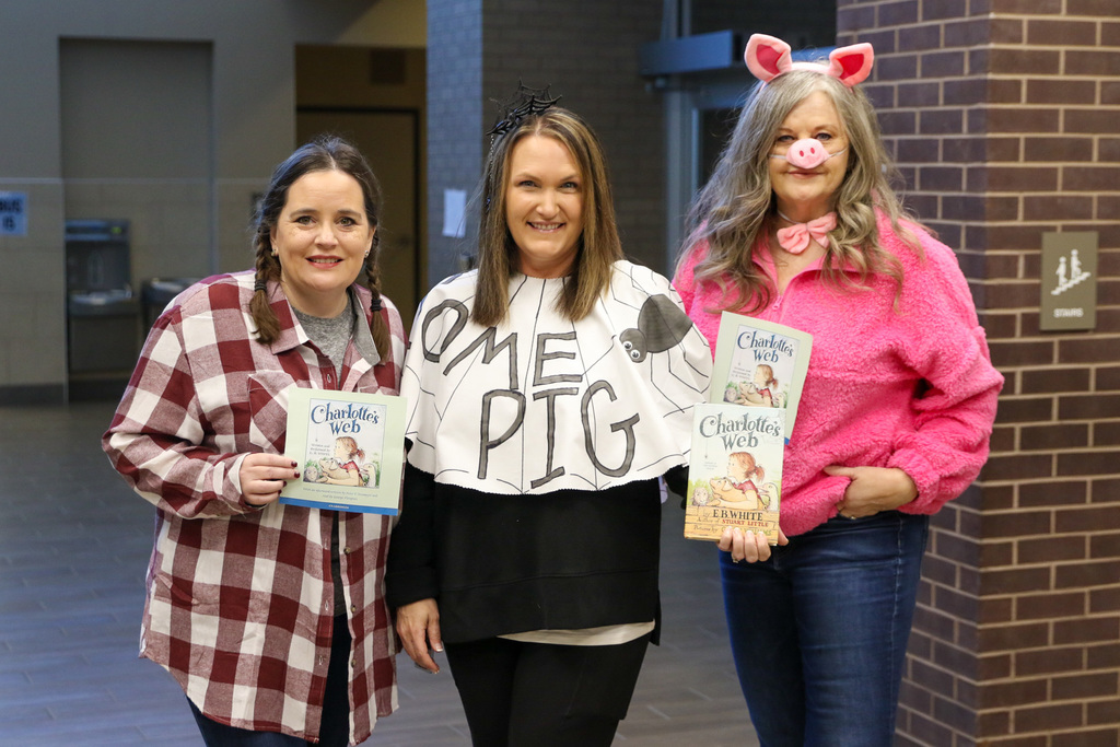 principal, counselor, and admin assistant as charlottes web characters 