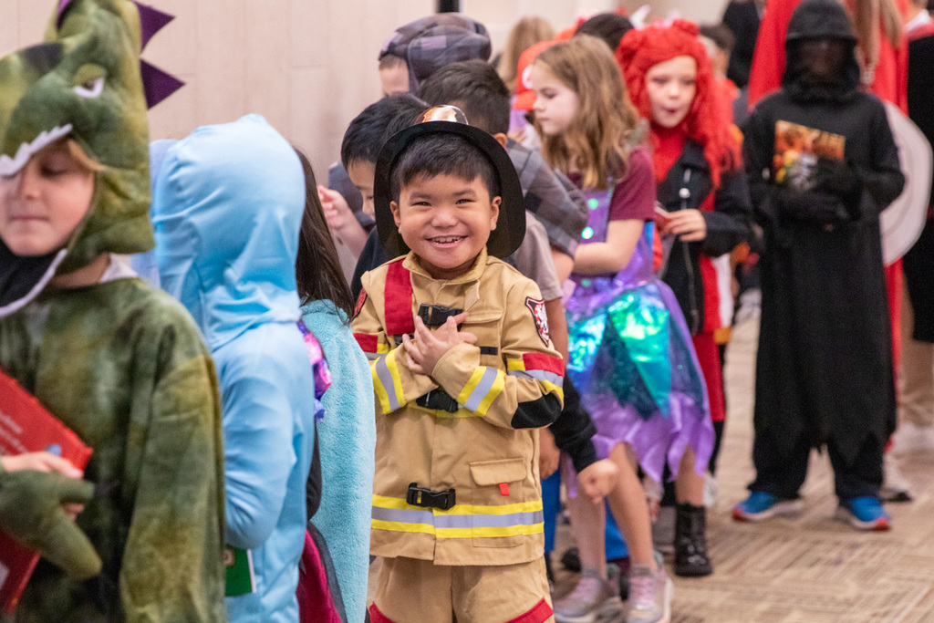 boy dressed up as a firefighter