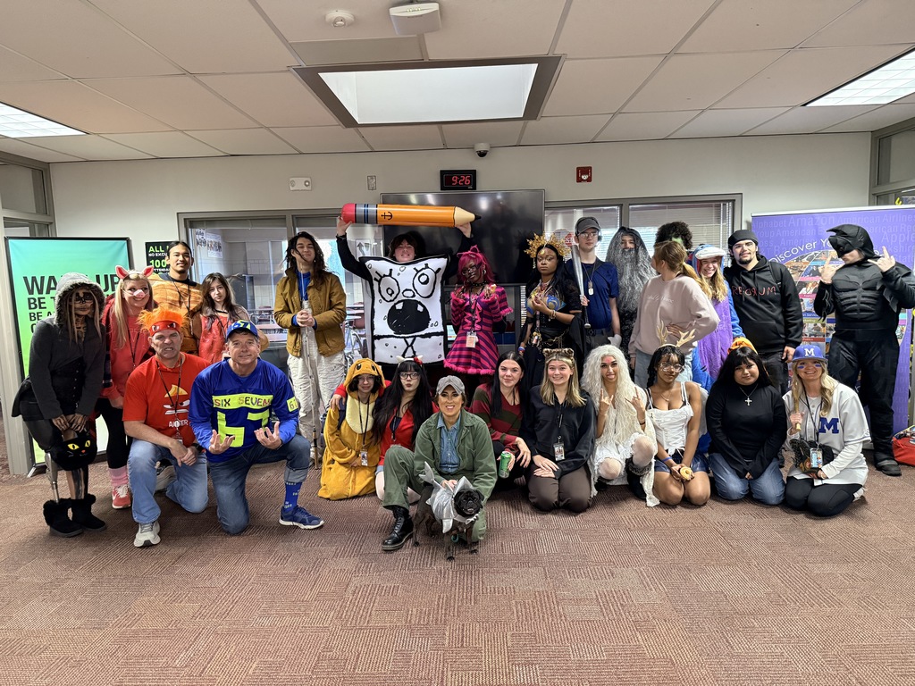 A group of students in costumes