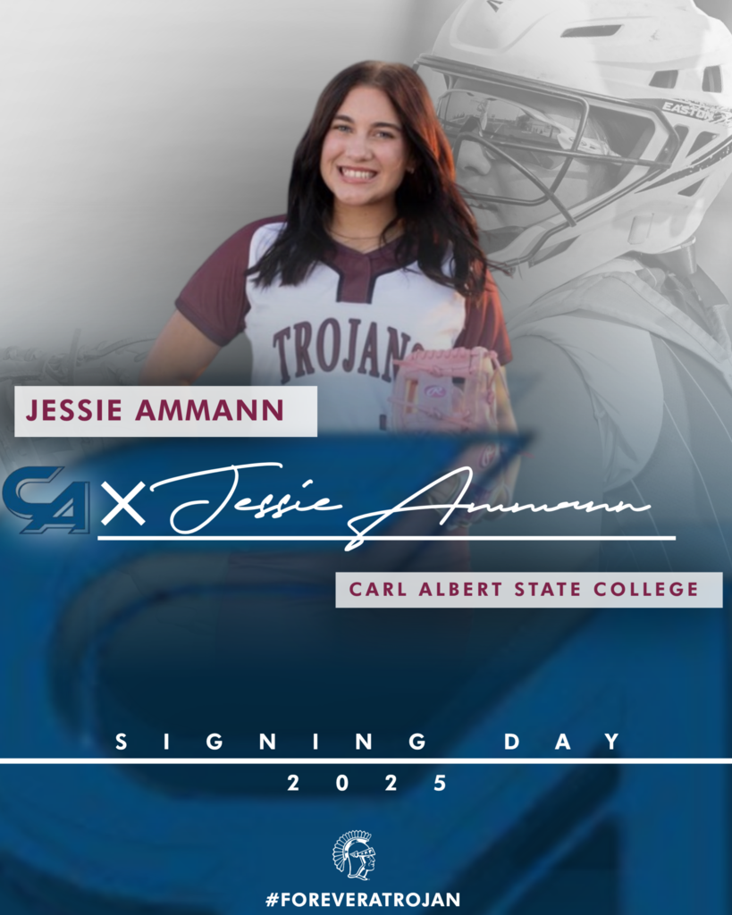 signing day graphic for jessie ammann with photo, signature, and college logo