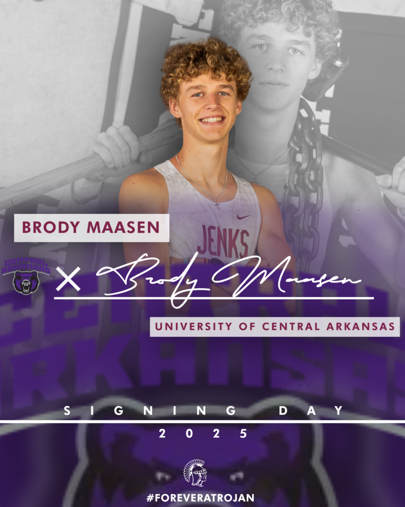 Signing Day graphic of Brody Maasen with photo, signature and college logo