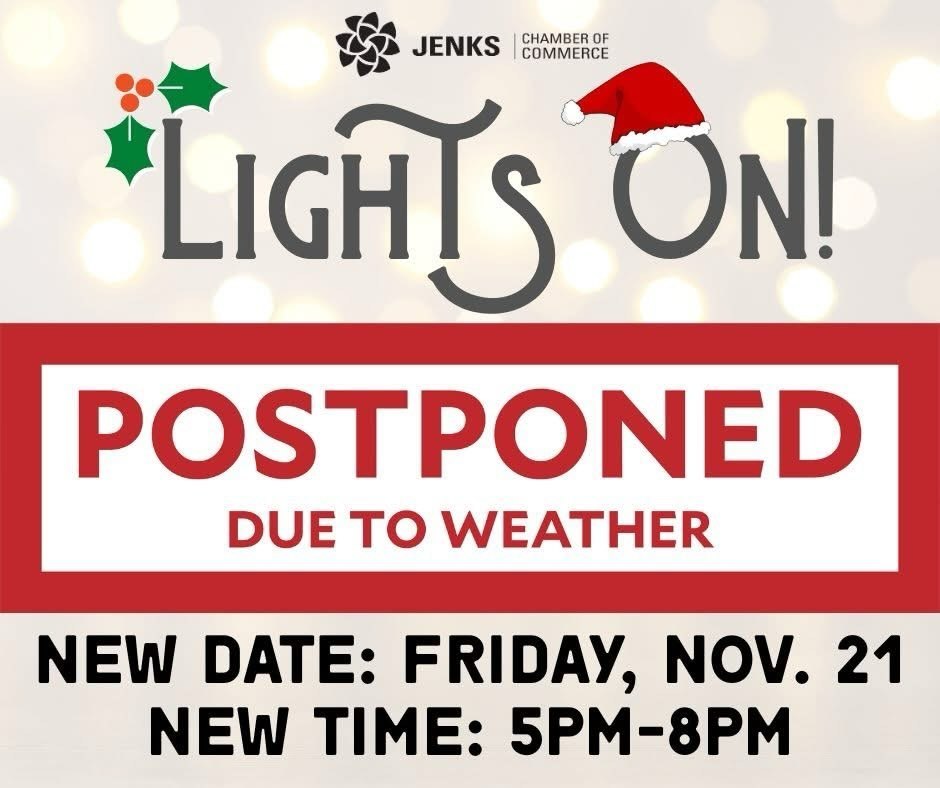 graphic with text "Lights On postponed due to weater - new date: Friday, Nov. 21 from 5-8 p.m."