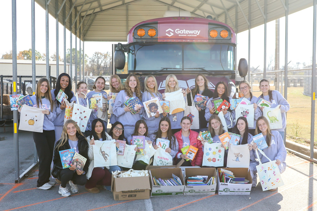 FCCLA with their book and tote bag donations to the bookmobile
