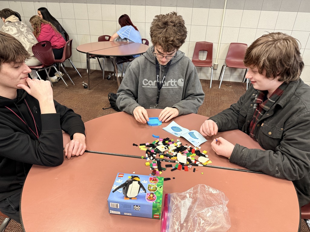 students working on lego