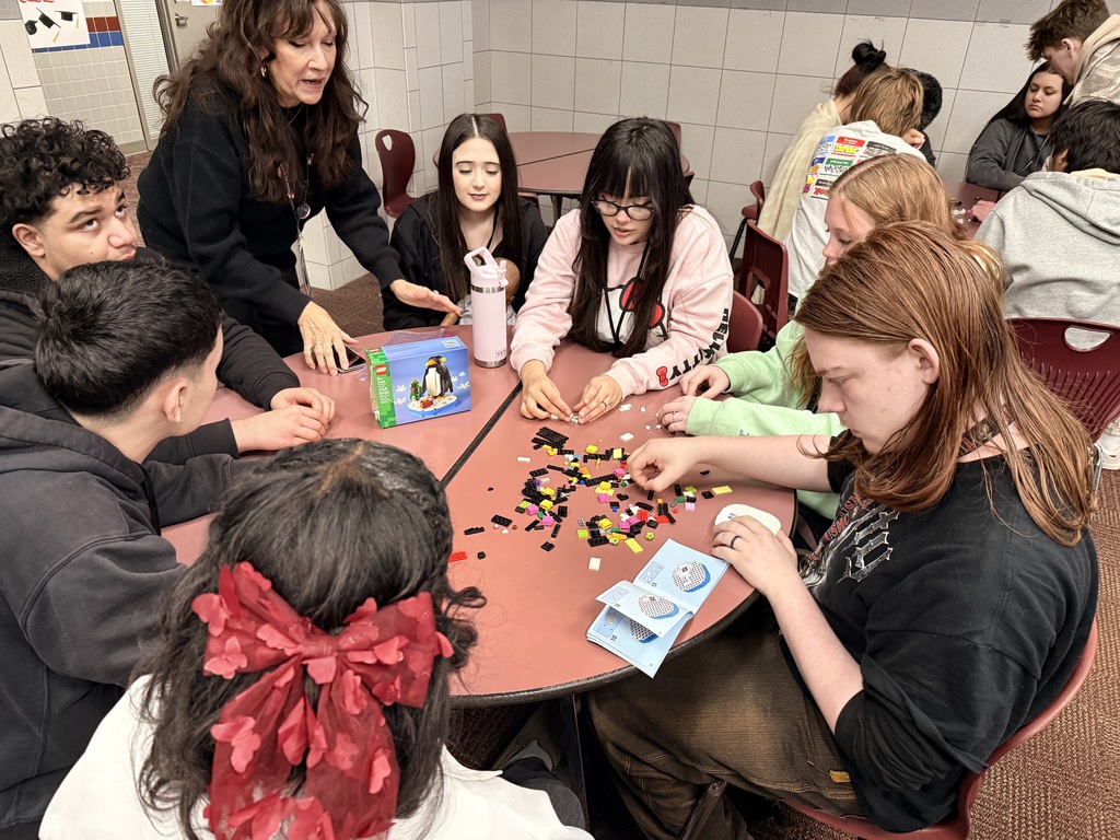 Group of students working on Lego build