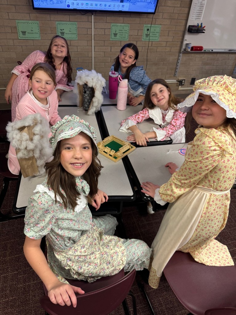 students dressed for colonial day activities