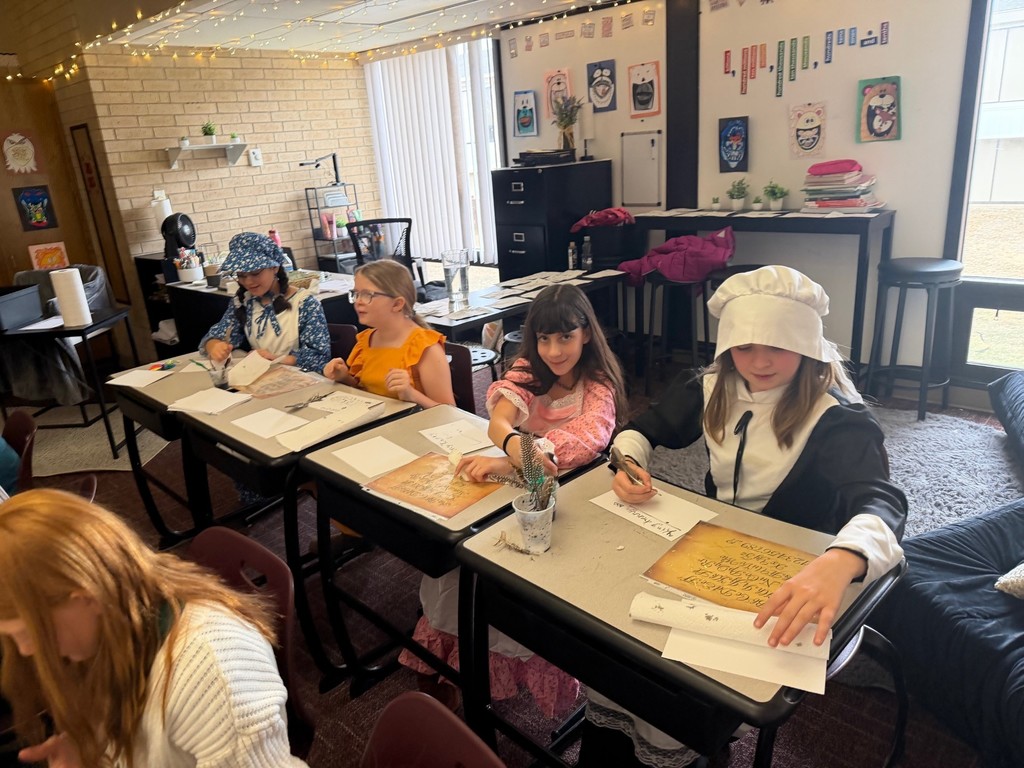 students dressed for colonial day activities