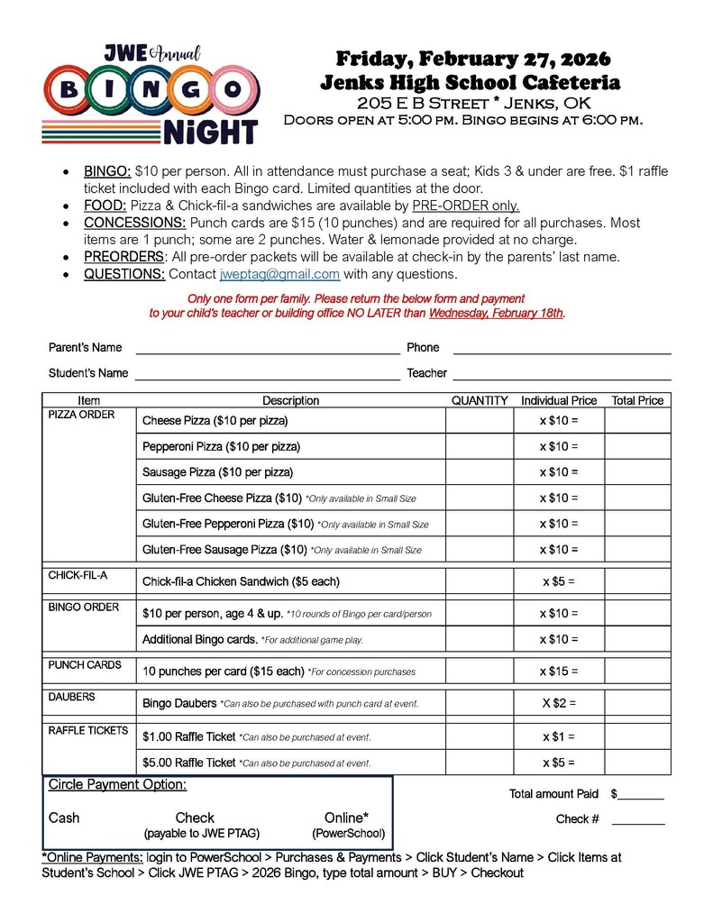 2026 Family Bingo Night