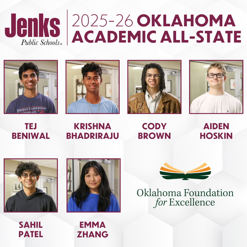 2025-26 Oklahoma Academic All-State recipients Tej Beniwal, Kirshna Bhadrirahu, Cody Brown, Aiden Hoskin, Shail Patel, Emma Shang